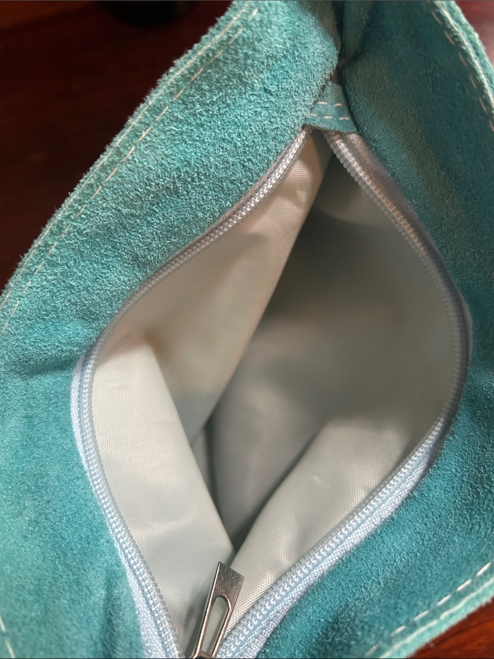 Vintage Turquoise Suede Fringed Bag - Picture 5 of 8